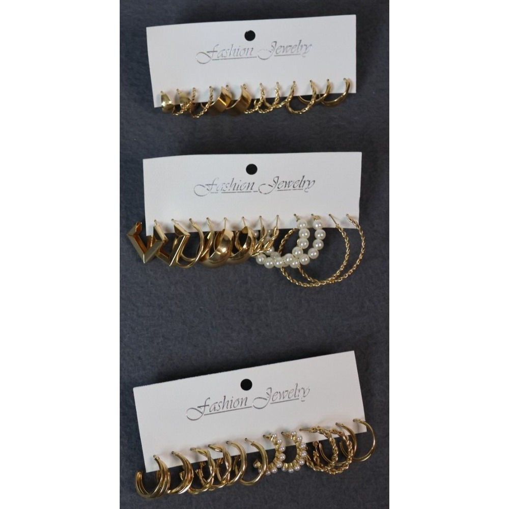 Fashion Jewelry Earring‎ Lot Earrings 18 Pair Gold